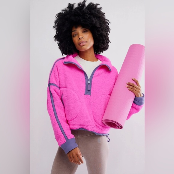 free people movement Jackets & Blazers - Mountain High Half Zip Fuschia